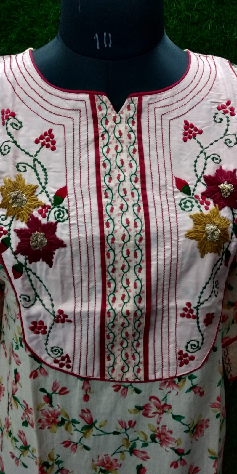 Pure Cotton Branded Kurti – Peach Side-Cut with Boutique Hand Work